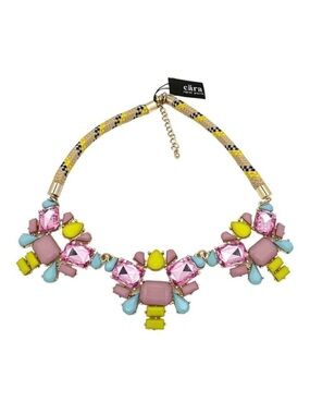 NWT Cara New York Statement Bib Necklace Stone Cluster Pastel Maximalist